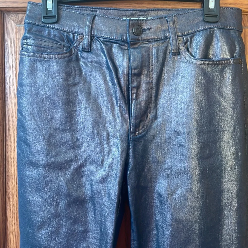 LANDS END 8 tall coated BLUE jeans 5 pocket high rise NWOT slim - Picture 6 of 14